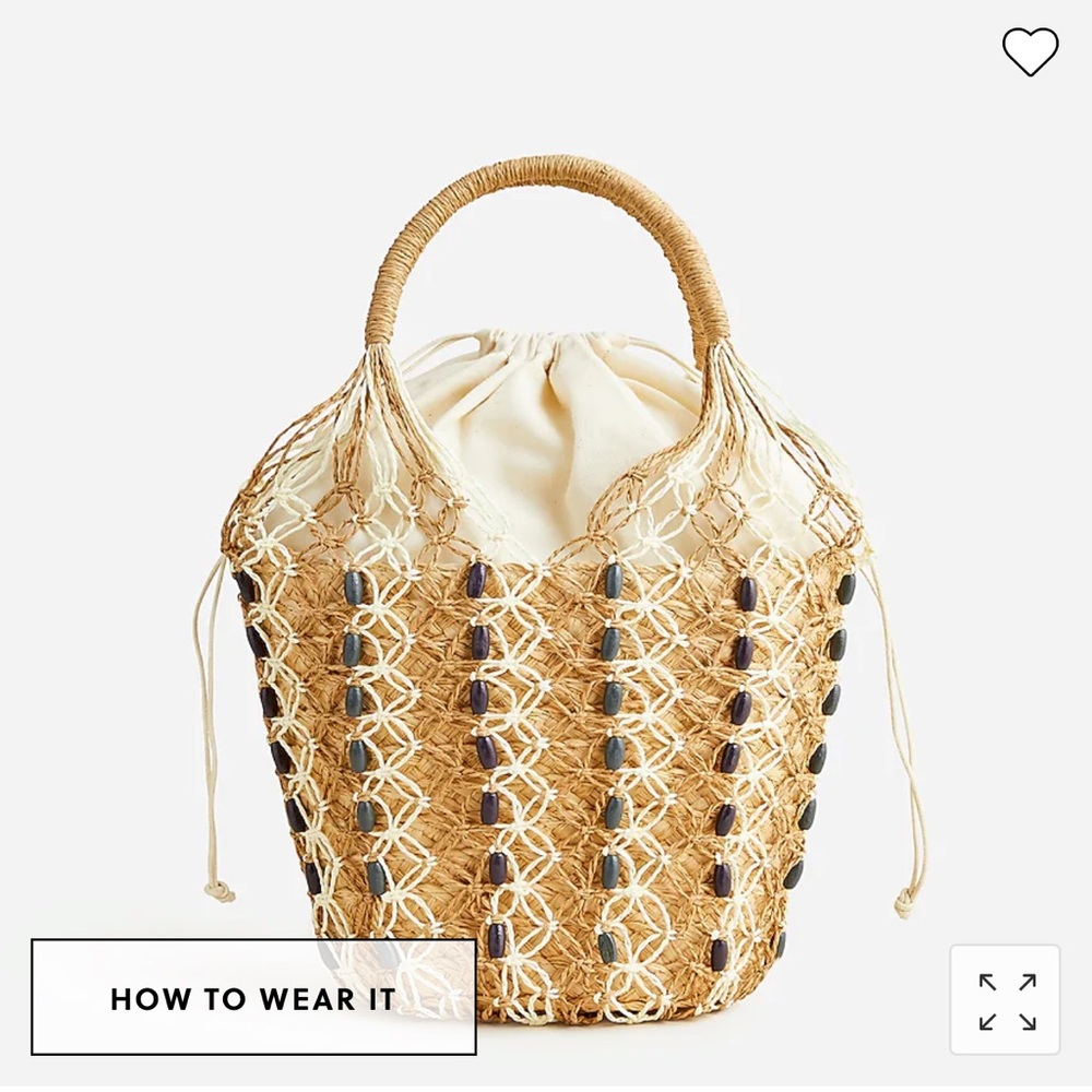 J.Crew Sedona Beaded Basket Bag in Straw